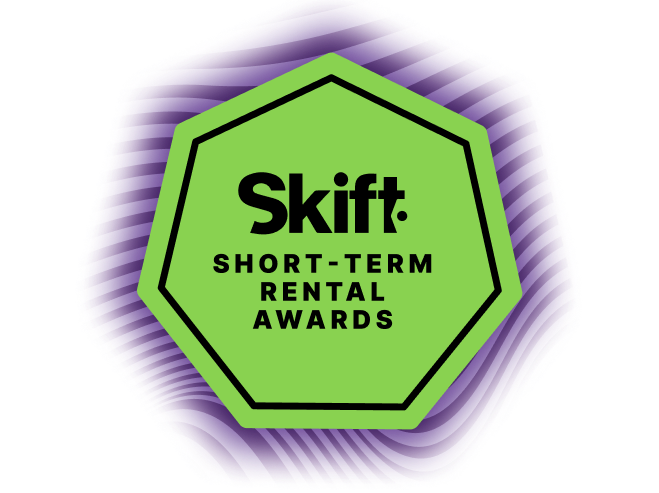 Skift Short-Term Rental Awards logo on a green hexagonal shape with a purple outline.