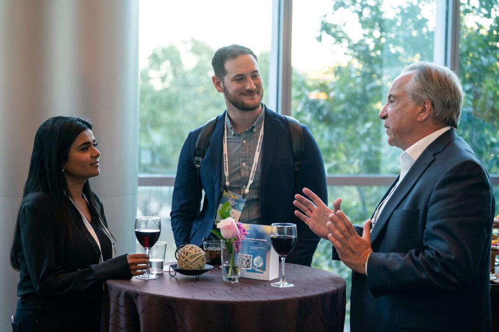 Industry professionals networking at a Skift Live event