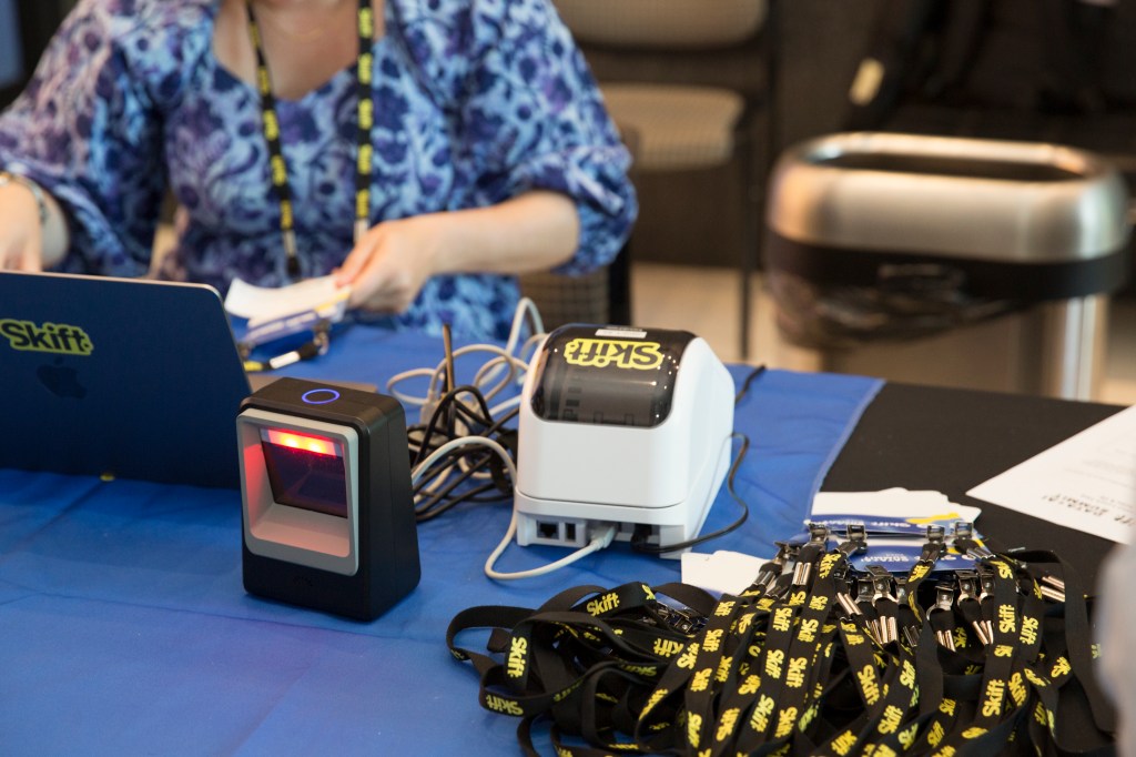 Registration desk from the Skift Data + AI Summit 2024